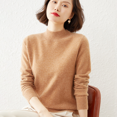 2025秋冬新款羊毛衫女半高领宽松加厚保暖百搭软糯针织打底毛衣女