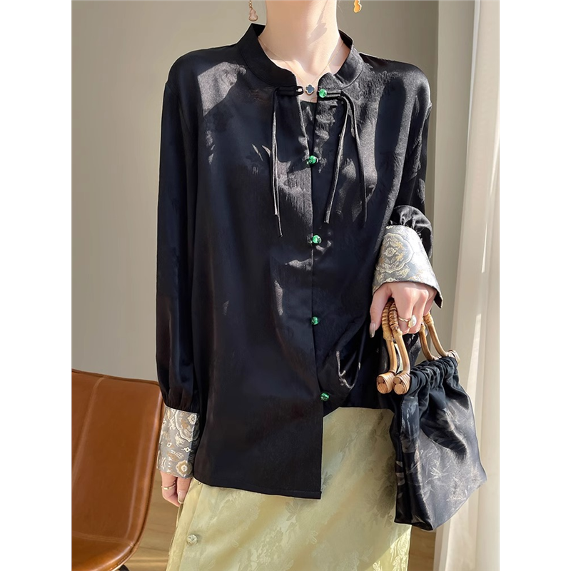 立领盘扣流苏高级感衬衫女新中式重工提花上衣缎面国风刺绣24衬衣,女装/女士精品,衬衫,淘宝优惠券,粉丝福利购,淘宝优惠卷