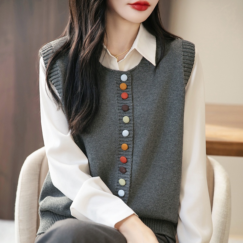 法式无袖马甲背心女宽松针织开衫秋冬新款外穿文艺叠穿打底上衣