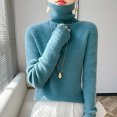 2024冬季 新羊绒堆堆高领羊毛衫 女100纯羊毛秋冬宽松纯色打底毛衣