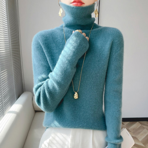 鄂尔多斯市羊绒堆堆高领羊毛衫女