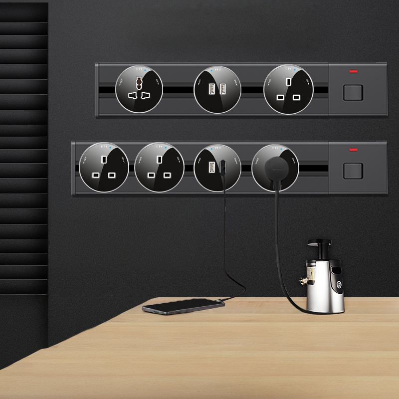 轨道插座英式13a电制导轨明装