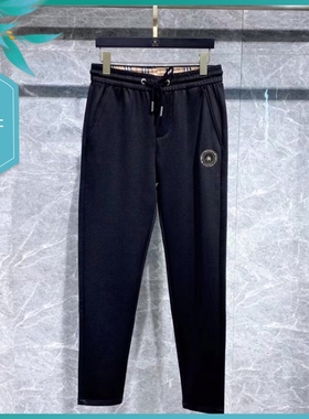 TT22秋季新款男士温州欧版修身小直脚潮刺绣简约黑色长运动休闲裤