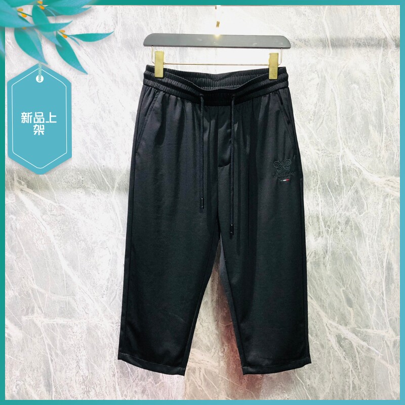 TT22夏季新款男士温州欧版修身潮流刺绣印花简约七分运动休闲中裤