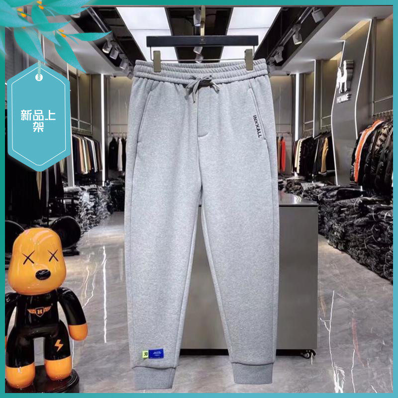 TT21冬季新款男士温州欧版修身小脚潮刺绣保暖加厚加绒运动休闲裤