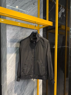 修身 T26春季 温州欧版 男士 潮刺绣简约拼接纯黑色立领夹克外套 新款