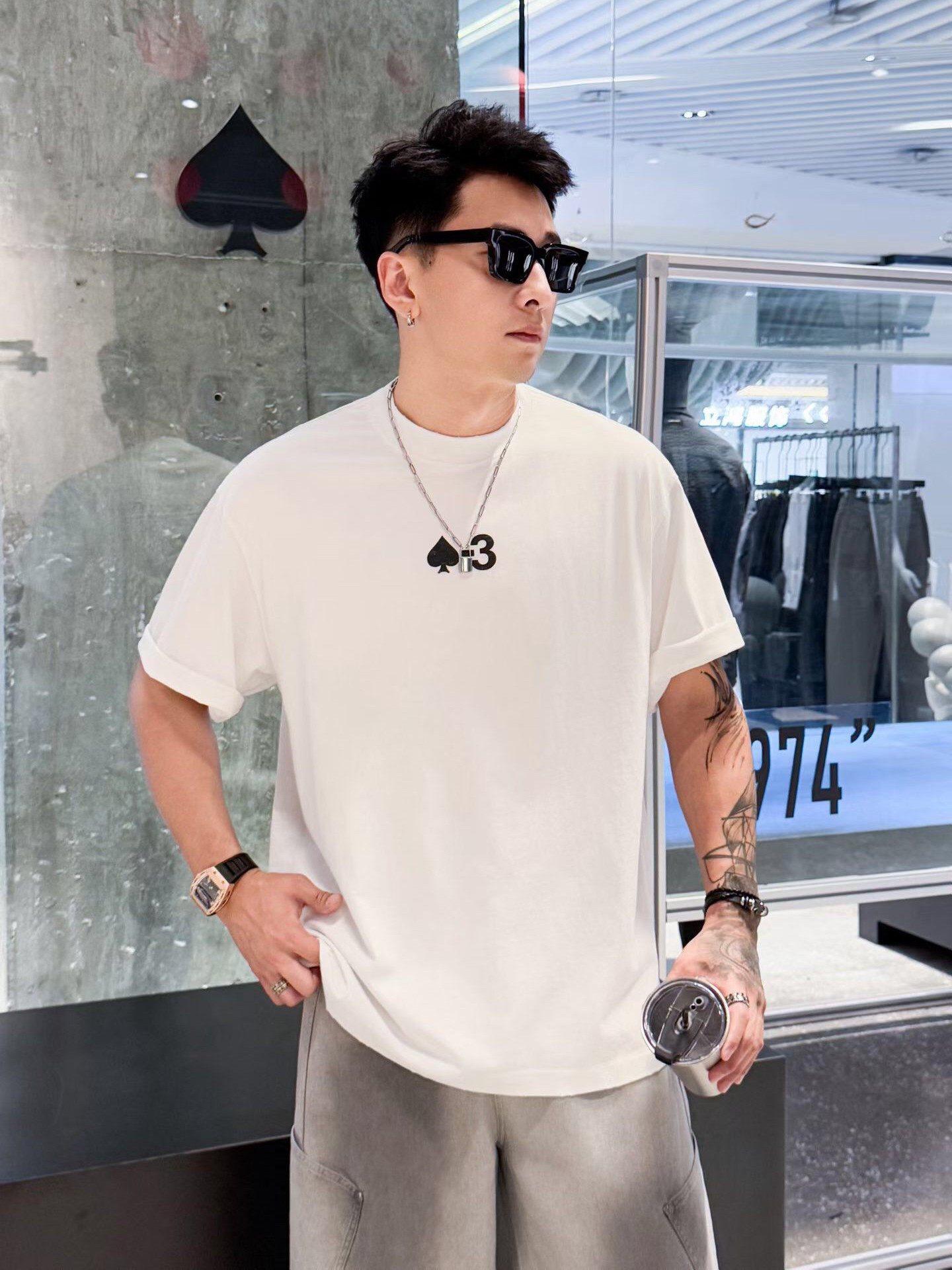 T26夏季新款男士温州欧版微阔宽松潮刺绣印花透气舒适圆领短袖T恤
