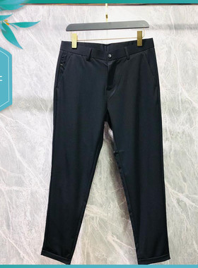 TT22夏季新款男士温州欧版修身潮流刺绣简约纯黑色薄九分休闲西裤