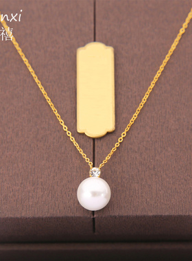 轻奢贵妇正圆珍珠吊坠项链