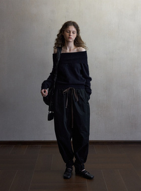 【识几】新品开售全羊毛蓬松软糯拉毛一字肩上衣