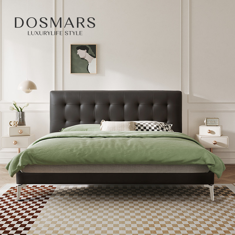 大司马法式轻奢现代双人床高端奢华纳帕主卧床软包婚床高级真皮床