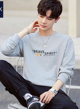 TEEK花灰色重磅纯棉卫衣男士2025秋季新款秋季长袖男装春秋上衣