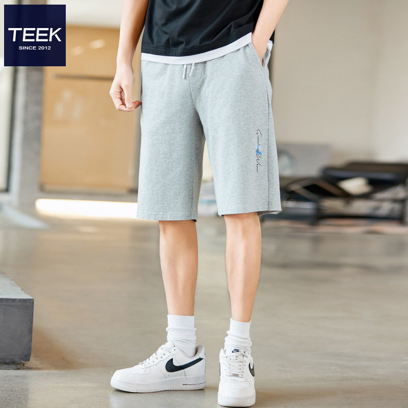 TEEK灰色短裤男夏季宽松外穿休闲运动青少年学生跑步夏装下装中裤