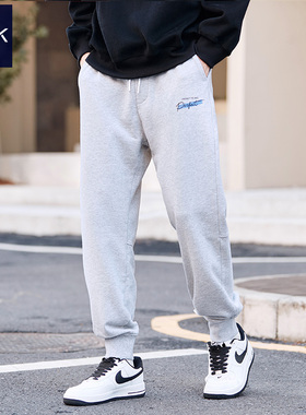 TEEK灰色裤子男春秋季新款青少年显腿长运动休闲春秋加绒卫裤长裤