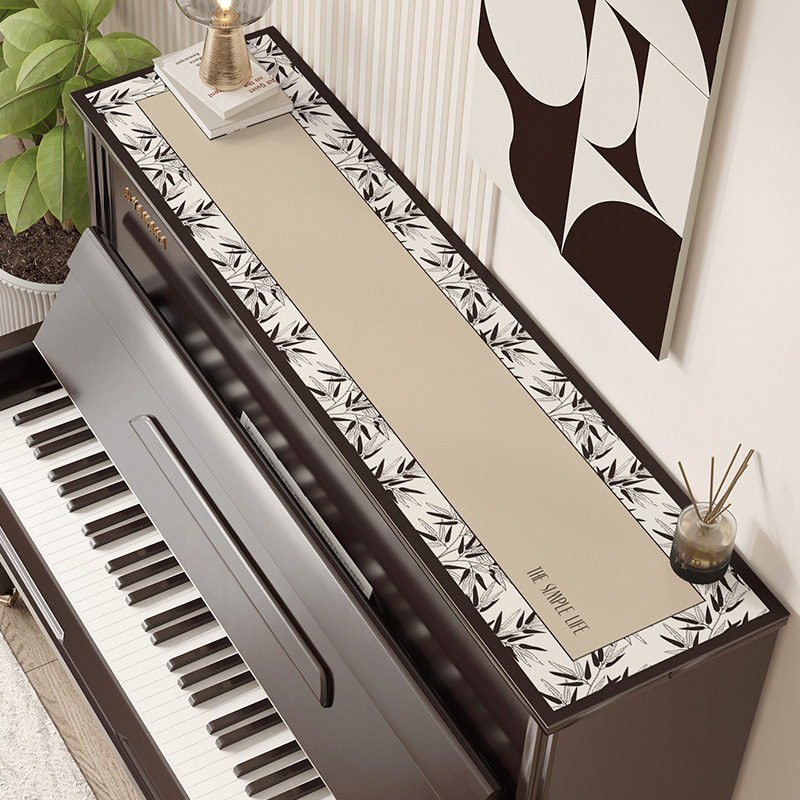 中法式钢琴罩防尘半罩轻奢防水复古花纹高级高档琴顶皮革保护垫子