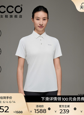ECCO高尔夫POLO衫女款 简约运动吸汗抗皱短袖T恤女款 EG253T011