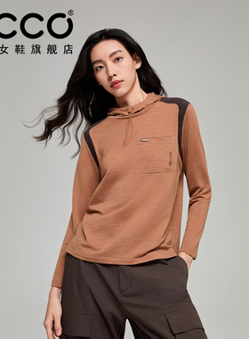 ECCO x NRL联名 新款休闲羊毛修身上衣内搭长袖T恤女EN253T023