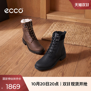 ECCO爱步女鞋 26秋冬新款羊毛保暖马丁靴工装靴 都市维也纳231373