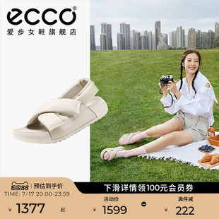 新款 ECCO愛步厚底涼鞋 女 夏季 科摩206653 魔術貼休閑運動涼拖鞋