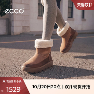 ECCO爱步女鞋 26冬季新款短筒厚底时尚保暖棉鞋雪地靴 雪境243313