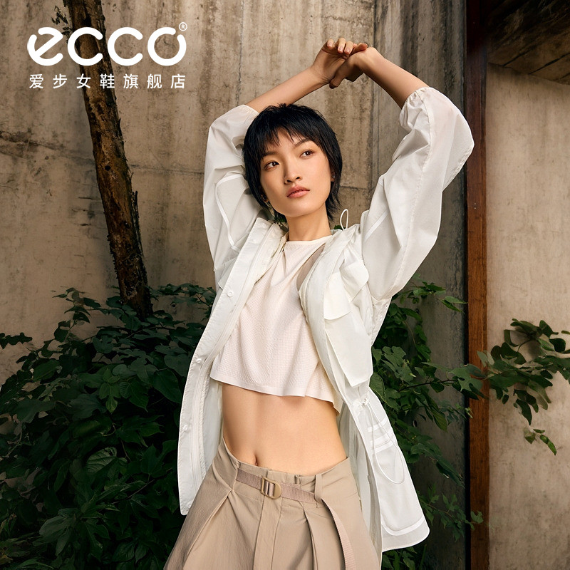 ECCO x NRL联名 2026新款防泼水外套收腰中长风衣女 EN261J059