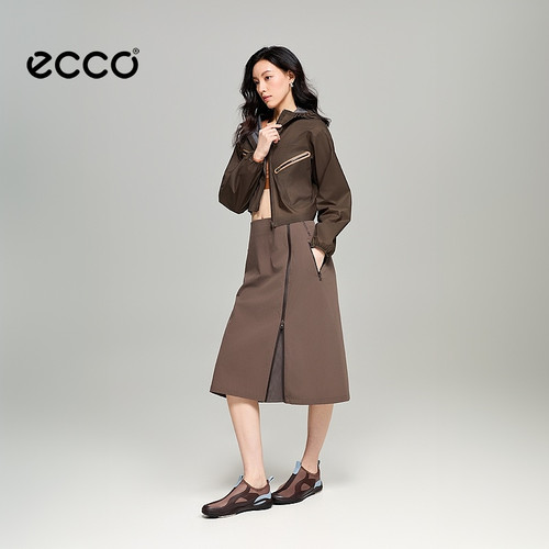 ECCO×NRL联名 26新款复古通勤女士拉链A字半身裙EN263K006F