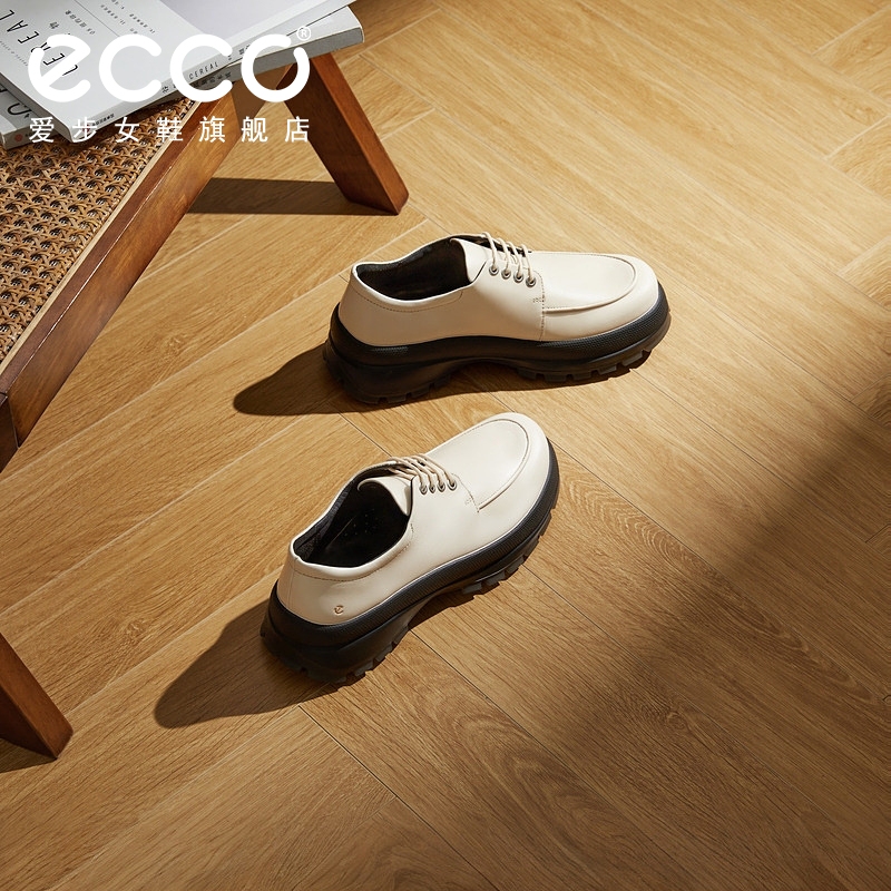 ECCO爱步英伦风厚底小皮鞋乐福鞋