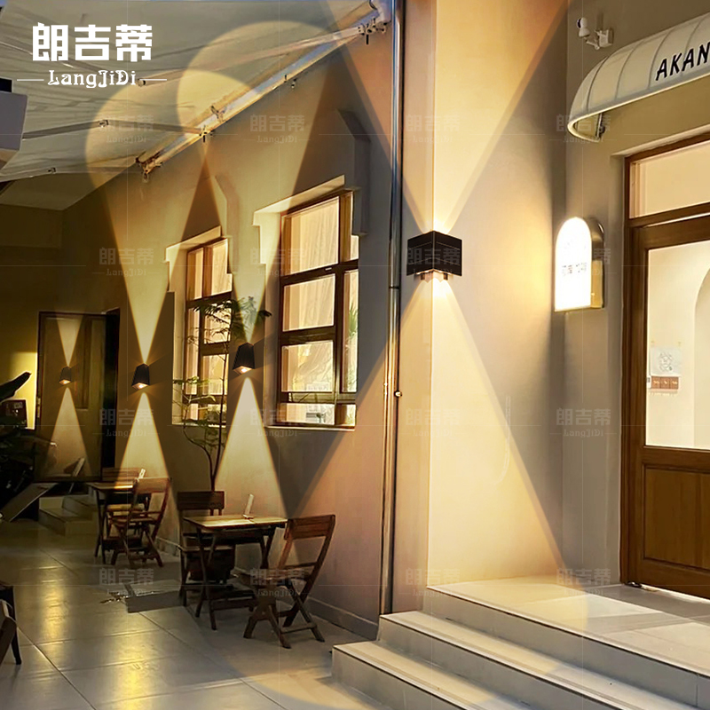 户外转角灯太阳能庭院花园拐角壁灯入户大门两侧柱子90直角洗墙灯