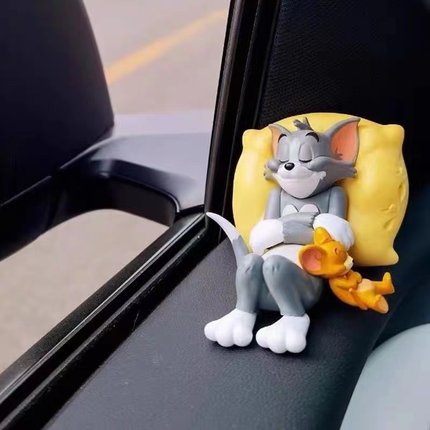 车载摆件猫和老鼠车摆件汤姆猫杰瑞鼠手办儿童玩具模型公仔可爱
