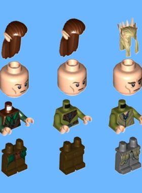 乐购拼插79012霍比特人史矛革之战幽暗森林精灵人仔配件头发帽子