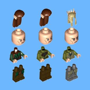 乐购拼插79012霍比特人史矛革之战幽暗森林精灵人仔配件头发帽子