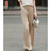 气质长裤 裤 女春夏宽松垂坠感直筒西装 通勤简约风醋酸高腰阔腿裤