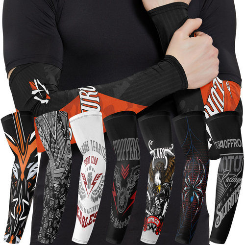 哈雷机车防晒袖套男冰丝手套纹身护臂手袖遮阳套袖防紫外骑行冰袖