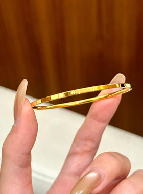 极细光面素圈手镯女高级感百搭方线手饰多圈叠戴手环简约气质镯子