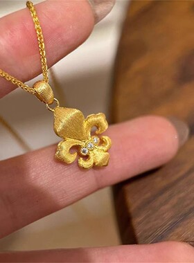 金色新中式鸢尾花锁骨链