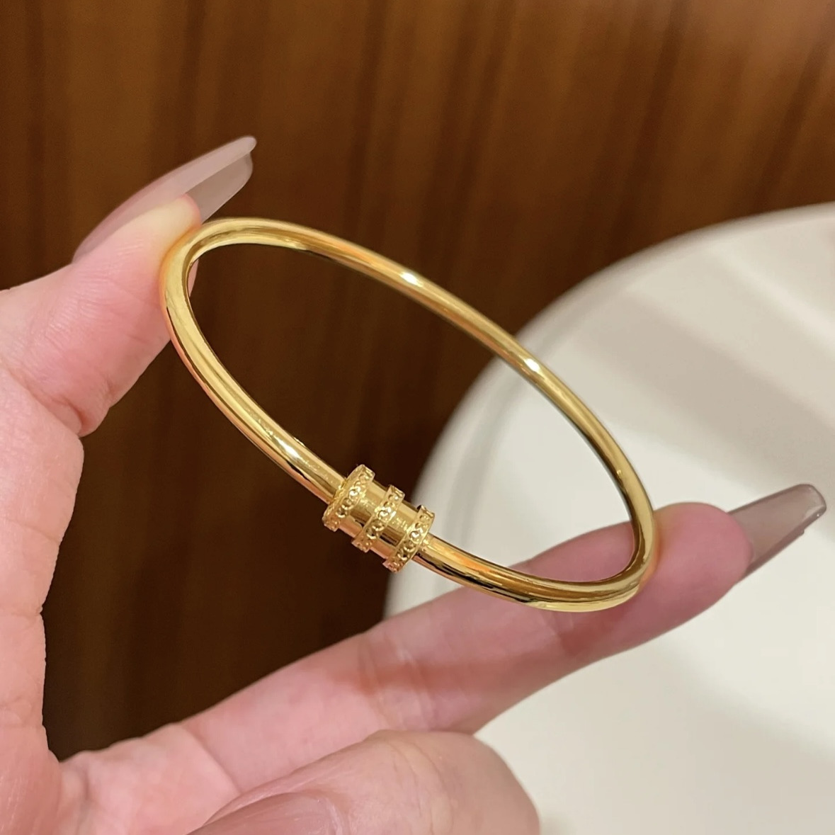 古法沙金小蛮腰手镯简约百搭手环