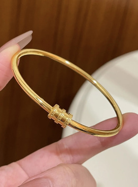 古法沙金小蛮腰手镯简约百搭手环