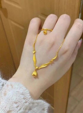 中式新款梦幻铃兰花流苏项链女套链吊坠国风婚嫁高级感黄金锁骨链