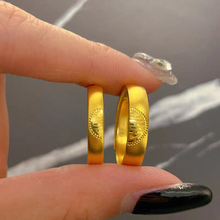 新款古法黄金色双喜字戒指女高级感轻奢小众设计气质百搭食指戒子