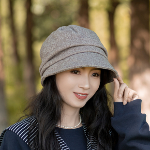 帽子女春秋款时尚百搭圆脸适合的渔夫帽洋气时髦2025新款贝雷盆帽