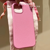 甜美少女玫粉色皮革纹适用vivoX200手机壳S20保护套x200promini大孔镜头x100套X90S软x80 x70防指纹s19s18s16