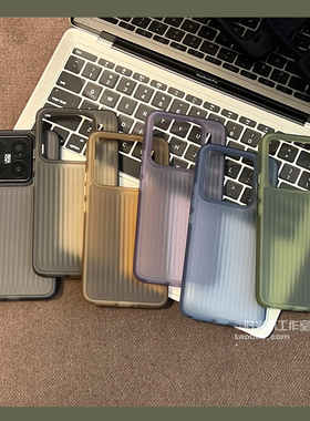 INS新款琥珀绿瓦楞壳适用三星S25+手机壳S25Ultra肤感防指纹半透明S24电镀按键S23行李箱条纹S22防摔S21p男女