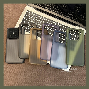INS新款 手机壳S25Ultra肤感防指纹半透明S24电镀按键S23行李箱条纹S22防摔S21p男女 琥珀绿瓦楞壳适用三星S25