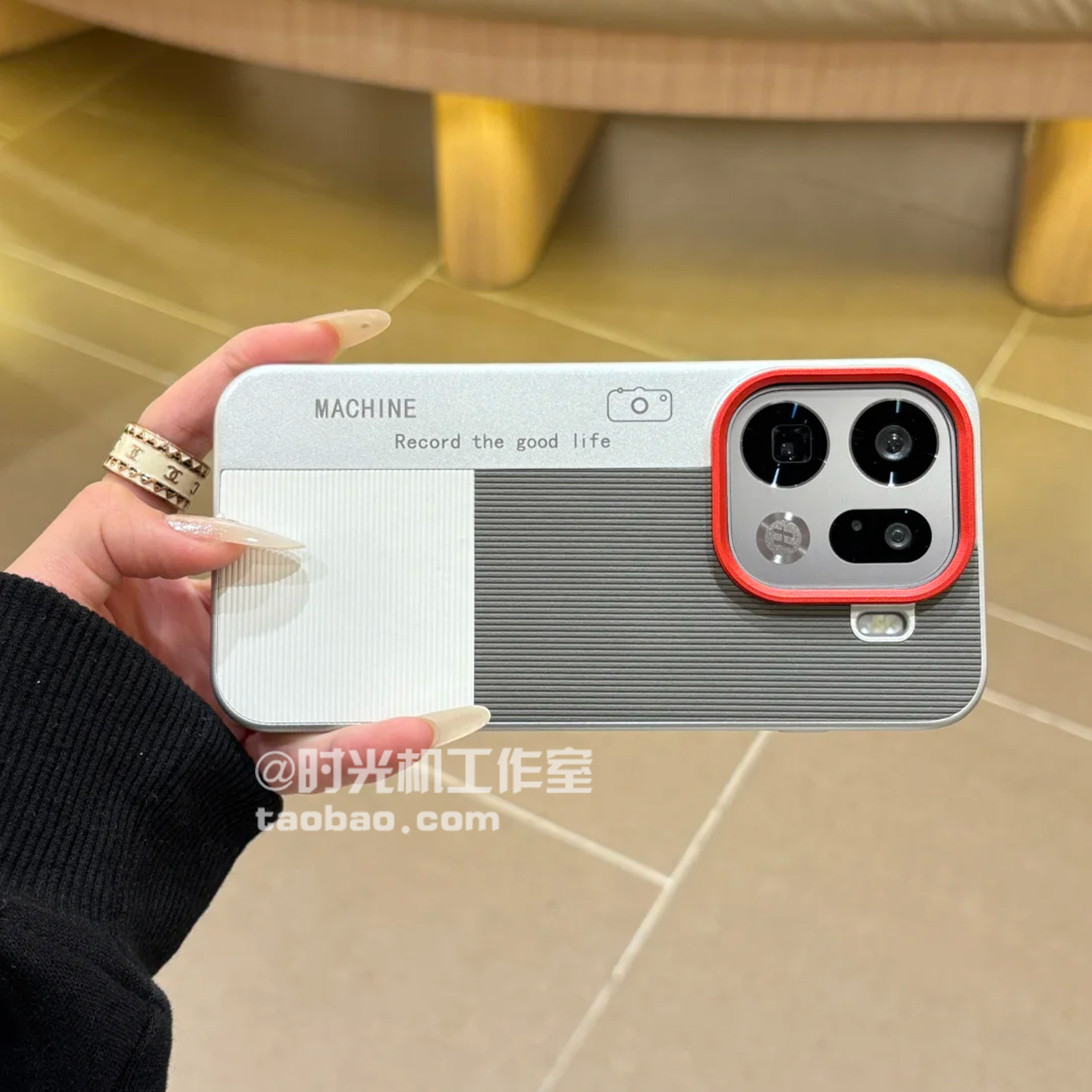 竖布条纹撞色方块相机壳适用OPPOFindx9手机壳X300Pro电镀银X200s磨砂防指纹X8Ultra灰白银创意个性ins男女套