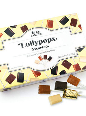 新货美国See's candies sees 棒棒糖see s 4口味时思棒棒糖果595g
