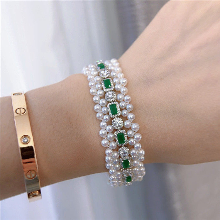 天然淡水珍珠手链小众设计高级感手工编织手串绿色锆石女款首饰,珠宝/钻石/翡翠,手饰,淘宝优惠券,粉丝福利购,淘宝优惠卷