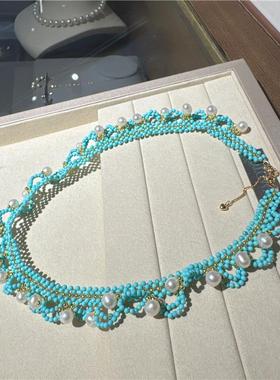 复古时尚手工气质锁骨链多层蕾丝