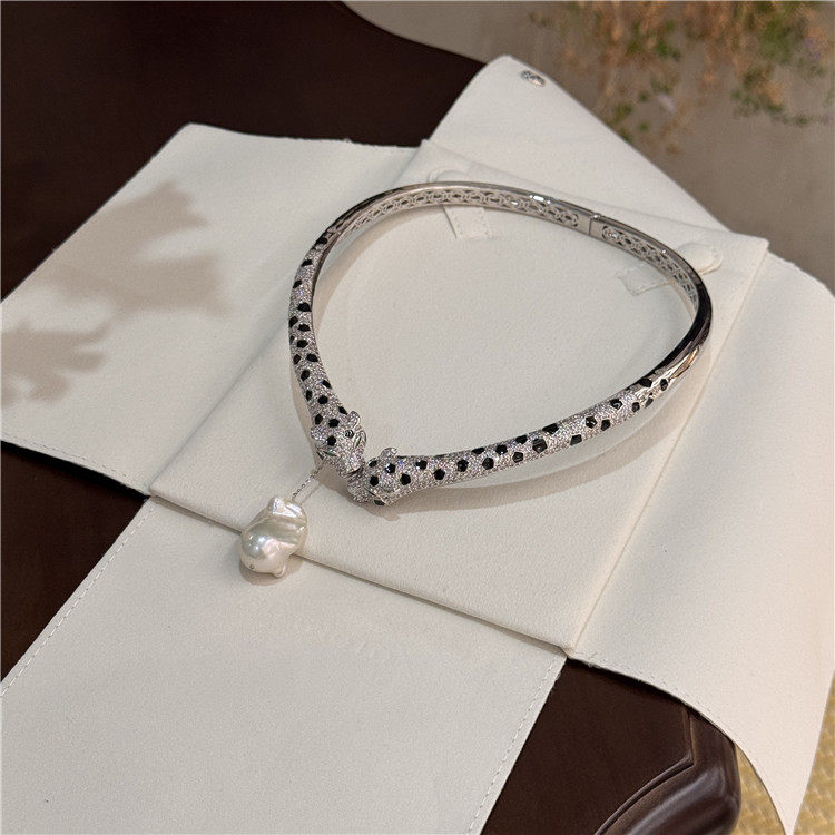 天然巴洛克珍珠豹头项圈首饰颈链