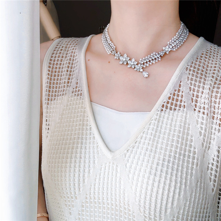 天然珍珠手工编织锁骨链高级感女