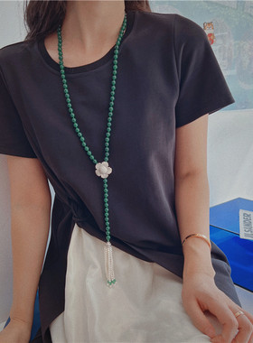 绿玛瑙毛衣链女长款首饰百搭时尚